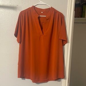 Rust Orange Short Sleeve Blouse